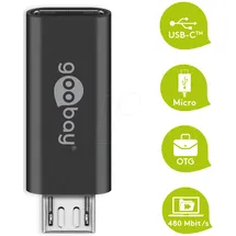 goobay USB-C auf Micro-USB Adapter Grau