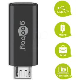 goobay USB-C auf Micro-USB Adapter Grau