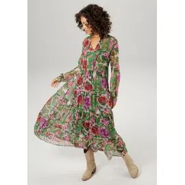 Aniston CASUAL Maxikleid Blumendruck Batik-Look Mehrfarbig 40