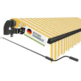 empasa manuelle Gelenkarmmarkise Markise Start Sonnenmarkise Sonnenschutz Alu/Polyester komplett vormontiert, in verschiedenen Größen und Farben, Farbe:gelb/weiß gestreift, Größe:350 x 250