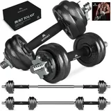 Amonax 15 20 30kg Verstellbare Hanteln, Hantelset, Kurzhanteln Gewichte Dumbbells Langhantelstange, Gusseisen Weight 2er Set Männer Frauen, Langhanteln Krafttrainingsgeräte Für Zuhause Fitness