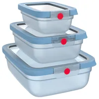 Emsa Frischhaltedose rechteckig blau 20,19 x 8,50 x 25,97 cm 0,5 l 3-teiliges Set