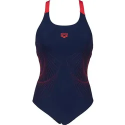 ARENA arena Damen Sport Badeanzug Spiral Vision, NAVY-FLUO RED, 42