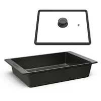 Hoffmann Germany Bräter CALLEkocht Auflaufform Aluguss 41x26 cm mit Deckel – Made in Germany, Aluguss (Set, 2-tlg., 1x Bräter 41x26 cm + 1x Glasdeckel), CALLEkocht, Antihaft, backofenfest bis 250°C, eckig, Induktion schwarz