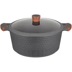 Kochtopf RESTO KITCHENWARE "Capella, Schmortopf antihaftbeschichtet und spülmaschinenfest", schwarz (schwarz, matt), H:14,5cm L:43cm Ø:32cm, Töpfe, Fleischtopf Bratentopf, mit Glasdeckel und stoßdämpfendem Silikonrand, im Geschenkkarton