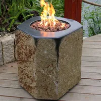 AGABA GmbH Gardenforma Gas Feuerstelle Derby aus Basalt Naturstein schwarz/braun schwarz