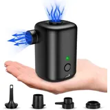 Elektrische Luftpumpe, Akku Luftpumpe, Mini Luftpumpe, 4000mAh Wiederaufladbare, mit 4 Luftdüsen, für Luftmatratze, Schwimmring, Vakuumbeutel - Schwarz