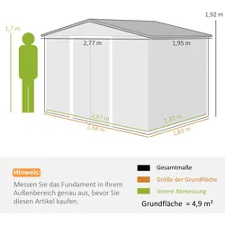 Outsunny - Gerätehaus - 277Lx195Wx192Hcm - Dunkelgrau