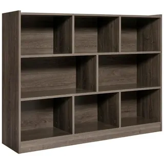 komfotteu COSTWAY Kinderregal, mit 2 großen Fächern, und 6 kleinen Fächern, 122x32x93cm braun|grau