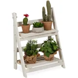 Relaxdays Blumentreppe 51 x 41 x 25 cm Weiß