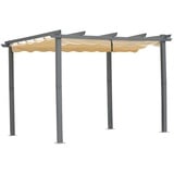 Angel Living Pergola aus Aluminium in anthrazit, Dachrohre aus Stahl, Verstellbares Dach aus Polyester Beige)