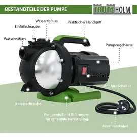 Trutzholm Gartenpumpe Edelstahl 800 W 3200 l/h Förderhöhe 44 m