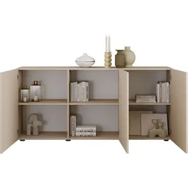INOSIGN Sideboard INOSIGN "Rio Breite 181 cm, Kommode mit 3 Türen, Anrichte", cashmere, front mit geriffelter struktur, B:181cm H:84cm T:42cm, FSC-zertifizierter Holzwerkstoff, Sideboards, Sideboard, geriffelte MDF-Fronten, modern u.