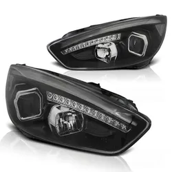 Scheinwerfer DRL LED Tagfahrlicht für Ford Focus 3 15-18 Schwarz + dynamische Blinker