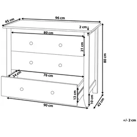 Beliani Kommode Weiß Faserplatte und mdf Platte Holz 80 x 96 x 45 cm Minimalistisch Geräumige Schubladen Wohnzimmer - Sideboards, Kommoden