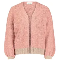 Cartoon Damen Strick-Cardigan mit V-Ausschnitt Pink/Rosa,40 - 40