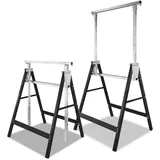 Monucep Teleskop-Arbeitsbock 2er Set höhenverstellbar 80-130 cm, 200 kg belastbar, klappbar und rutschfest, Gerüstbock für Malerarbeiten, Bau, Garten und Werkstatt, Schwarz