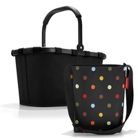 Set aus reisenthel Carrybag BK und reisenthel Shoulderbag HY, Einkaufskorb mit Kleiner Umhängetasche, Frame Black + dots