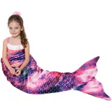 Catalonia Classy Meerjungfrauenflosse Mädchen 140 150 Sternenlicht, Meerjungfrau Flosse Decke Farbwechsel Kinder Damen Erwachsene Frauen, Meerjungfrau Flossen Schwanz Schlafsack Geschenke für Mädchen - 155cm x 51cm