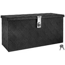 Trucky Deichselbox Schwarz Werkzeugkasten Truckbox Alu Box Anhänger Kiste mit Deckel Abschließbar Alubox Transportbox Werkzeugbox Aluminium Aufbewahrungsbox