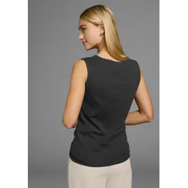 FLASHLIGHTS Tanktop FLASHLIGHTS, Damen, Gr. 48/50, schwarz, Jersey, Obermaterial: 100% Baumwolle, clean, unifarben, Basic, figurbetont hüftbedeckend, U-Boot-Ausschnitt, Tops Tanktop, mit U-Boot Ausschnitt