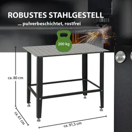 Trutzholm Arbeitstisch Stahl 91,5 x 61 x 80 cm schwarz Tragkraft 200 kg mit Lochplatte