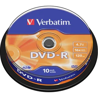 Verbatim DVD-R 16x Matt Silver 4.7GB, 10er Pack Spindel, DVD Rohlinge beschreibbar, 16-fache Brenngeschwindigkeit & Hardcoat Scratch Guard, DVD-R Rohlinge, DVD leer, Rohlinge DVD