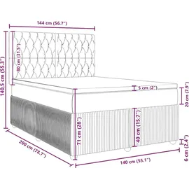 vidaXL Boxspringbett mit Matratze Rosa 140x200 cm Samt