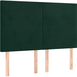 vidaXL Boxspringbett mit Matratze & LED Dunkelgrün 140x200 cm Samt