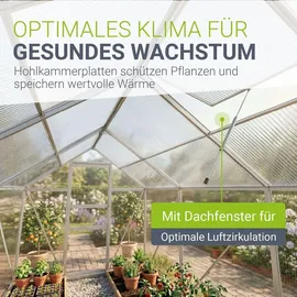 Juskys Gewächshaus Aluminium Grau HKP 4 mm 3,6 m2