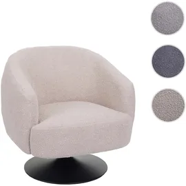 Mendler Lounge-Sessel MCW-J76 Bouclé 75 x 78 x 83 cm Creme-beige drehbar mit Kissen