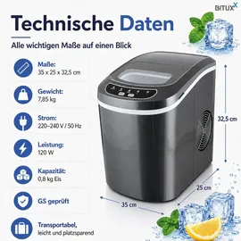 mspoint Eiswürfelmaschine Eiswürfelbereiter Eiswürfel Ice Maker Eis Maschine Icemaker Dunkelgrau