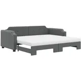 vidaXL Tagesbett Ausziehbar mit Matratzen Dunkelgrau 90x200 cm Stoff1882038