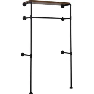 Woltu industrielle Kleiderstange Wand,Garderobe für begehbaren Kleiderschrank,Kleiderständer mit Regal,für Schlafzimmer Ankleidezimmer