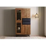 MASSIVMOEBEL24.DE Vitrine Sheesham 100x40x190 natur unbehandelt Lichtenberg 106