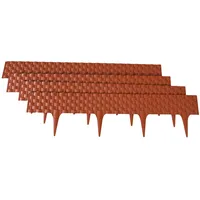 Beeteinfassung in Rattan-Optik, Farbton Terracotta, biegbar und flexibel erweiterbar, Beetumrandung aus Kunststoff, zur Dekoration und Abgrenzung