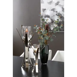 Fink Kerzenleuchter "VIVAS", silber (silberfarben), H:52,5cm Ø:33cm, Edelstahl, Glas, Kerzenhalter, Teelichthalter inkl. Glas, vernickelt