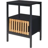 [en.casa] Nachtschrank Luniehti 58 x 40 x 33 cm Schwarz/Natur