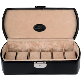 Windrose Uhrenbox Merino Aufbewahrung max.Ø Uhren 36 mm Beige/Schwarz