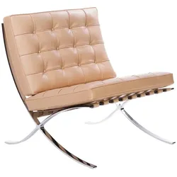 Knoll - Barcelona Sessel, Chrom / Leder natur Venezia