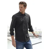 John Devin Langarmhemd JOHN DEVIN "elastische Baumwollqualität", Herren, Gr. XL (43/44), N-Gr, schwarz, Web, Obermaterial: 97% Baumwolle, 3% Elasthan, unifarben, körpernah, Rundhals, 1-Knopf-Manschette, Hemden, für maximale Bewegungsfreiheit durch Stretch