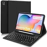 YUEJIDZ Hülle mit Tastatur für Samsung Galaxy Tab S6 Lite 2024,Schutzhülle mit Kabellos Abnehmbarer Tastatur (Deutsches QWERTZ) für Samsung Galaxy Tab S6 Lite 10.4" 2024/2022/2020,Schwarz