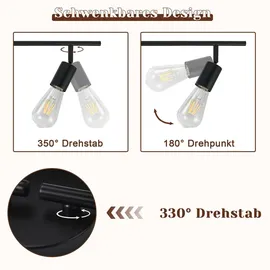 ZMH Deckenstrahler 4 flammig Schwarz E27 Deckenlampe Vintage Schwenkbar Spotleuchte für Küche Flur Wohnzimmer Schlafzimmer - Schwarz