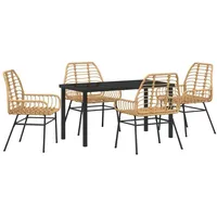 VidaXL 5-teiliges Garten-Dining-Set Braun Poly-Rattan