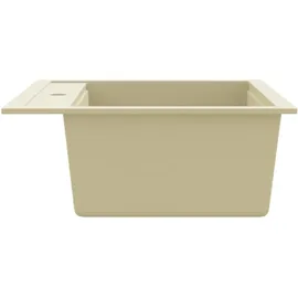 vidaXL Granitspüle Einzelbecken beige rechts Einbauspüle Handbetätigung 565 x 510 mm