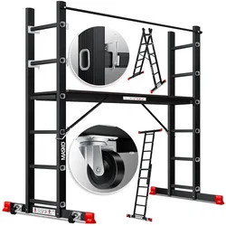 Masko® Baugerüst Alugerüst Gerüst ? Alu ? Leiter ? Arbeitsgerüst ? Arbeitsbühne   bis 150 KG belastbar   Anti-Rutsch beschichtet   Gerüstleiter    GS geprüft (EN 131)