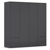 Rauch Möbel Drehtürenschrank grau Holzwerkstoff, 5 Fächer, 4 Schubladen, Push-to-Open Funktion TOPSELLER MADE in GERMANY Schlafzimmer, Kleiderschränke, Drehtürenschränke