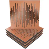 4er-Pack – Schallabsorptions-Diffusions-Akustikpaneel | 50x50x5cm | Absorption – Diffusion – Reflexion – Schalldämmung | Dekorative Akustiklösung | Farbe: [x4 WAVE | Kirschbaum]