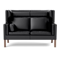 Mogensen 2292 Coupe Sofa, walnuss geölt / leder primo 88 schwarz