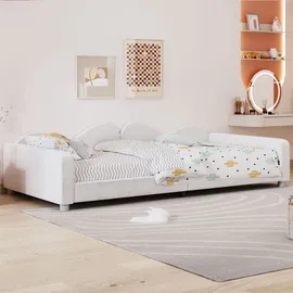 XDOVET Kinderbett Polsterbett 90 x 200 cm Teddystoff weiß